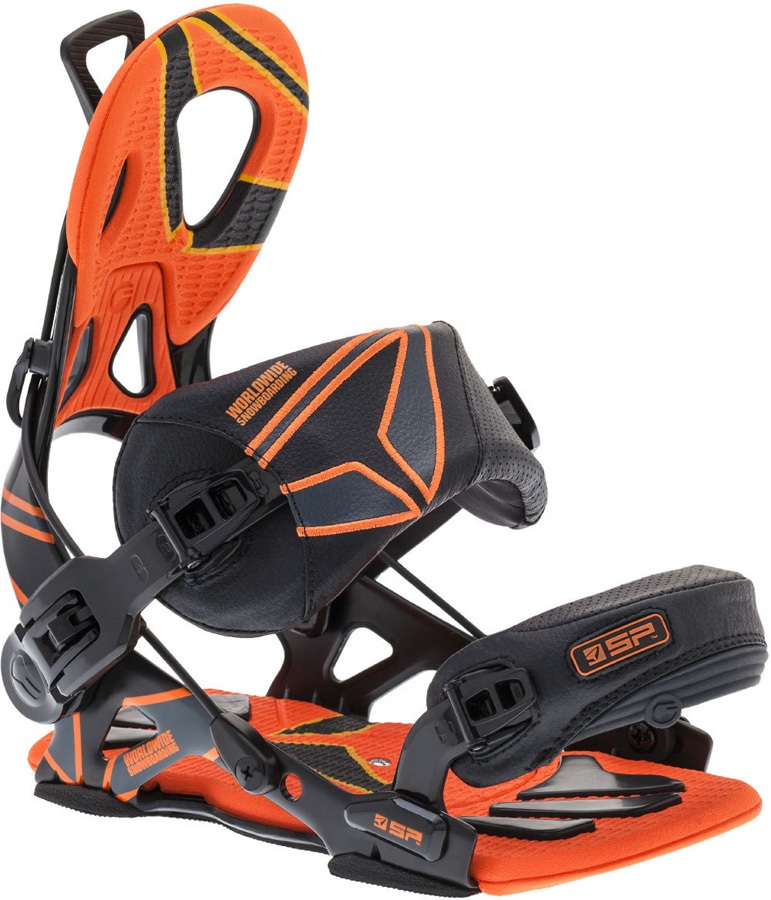 SP Core Fastec Snowboard Bindings, M, Black/Orange, 2015